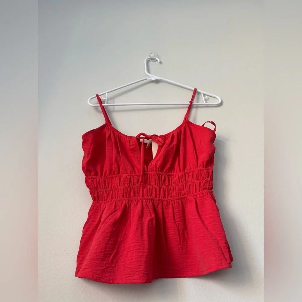 Red Tank Crop Top Adjustable Straps Party Beach Summer Size M NWT - Picture 2 of 6